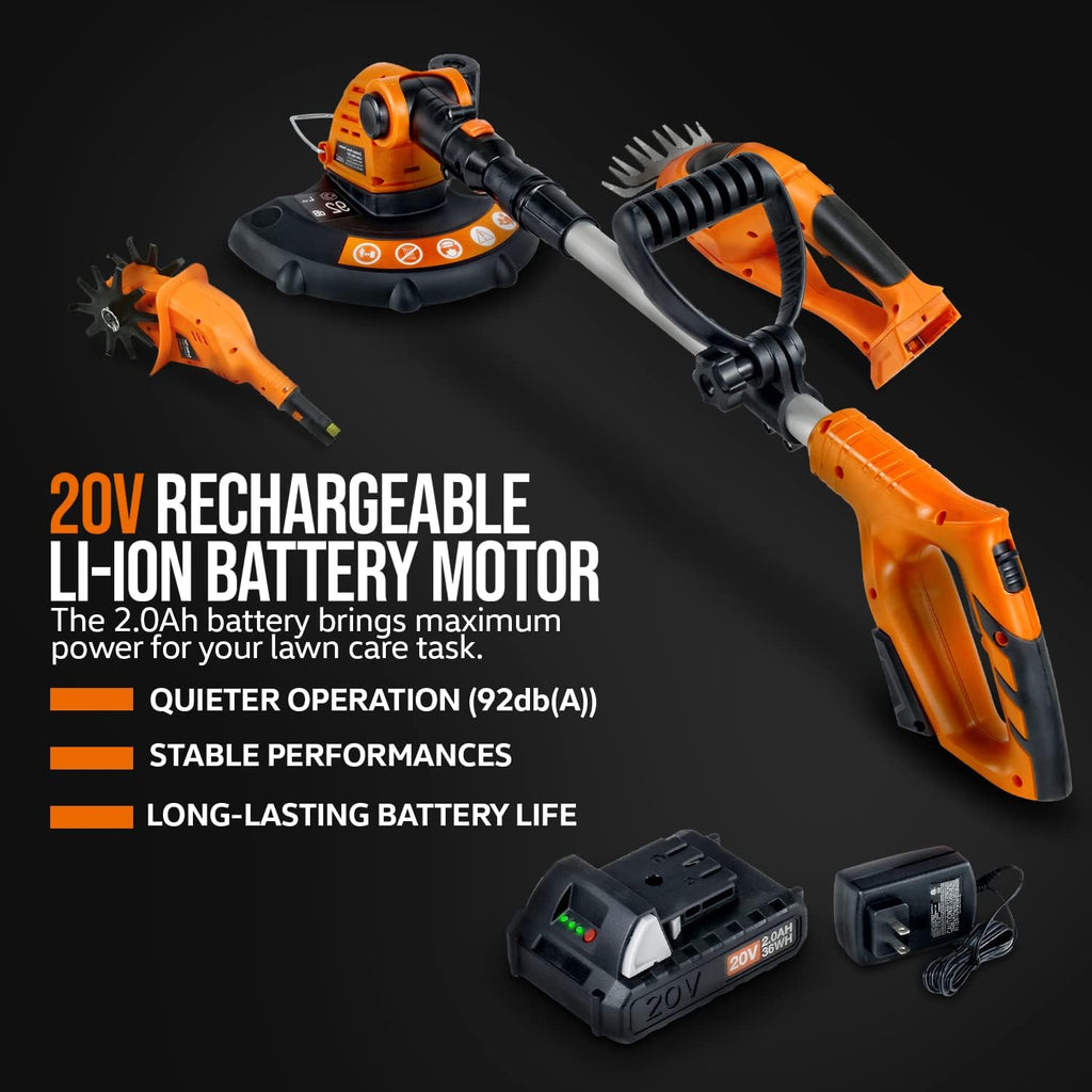 3 in 1 Tiller Weed Wacker Hedge Trimmer Garden Shear Cordless Battery 20V 2Ah Lightweight I210947