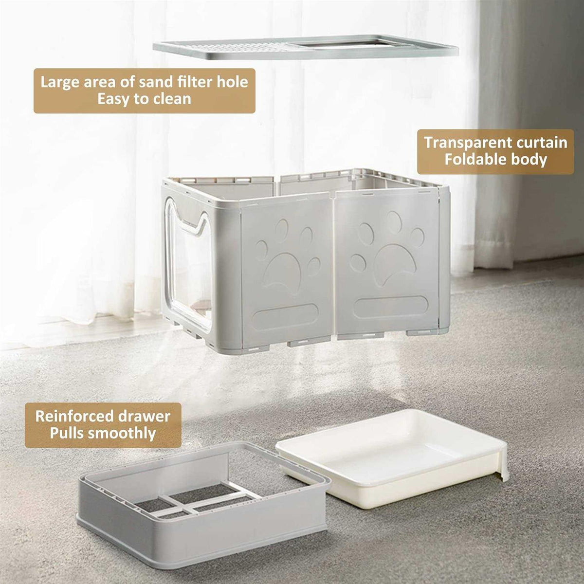 Foldable Cat Litter Box with Lid A687438