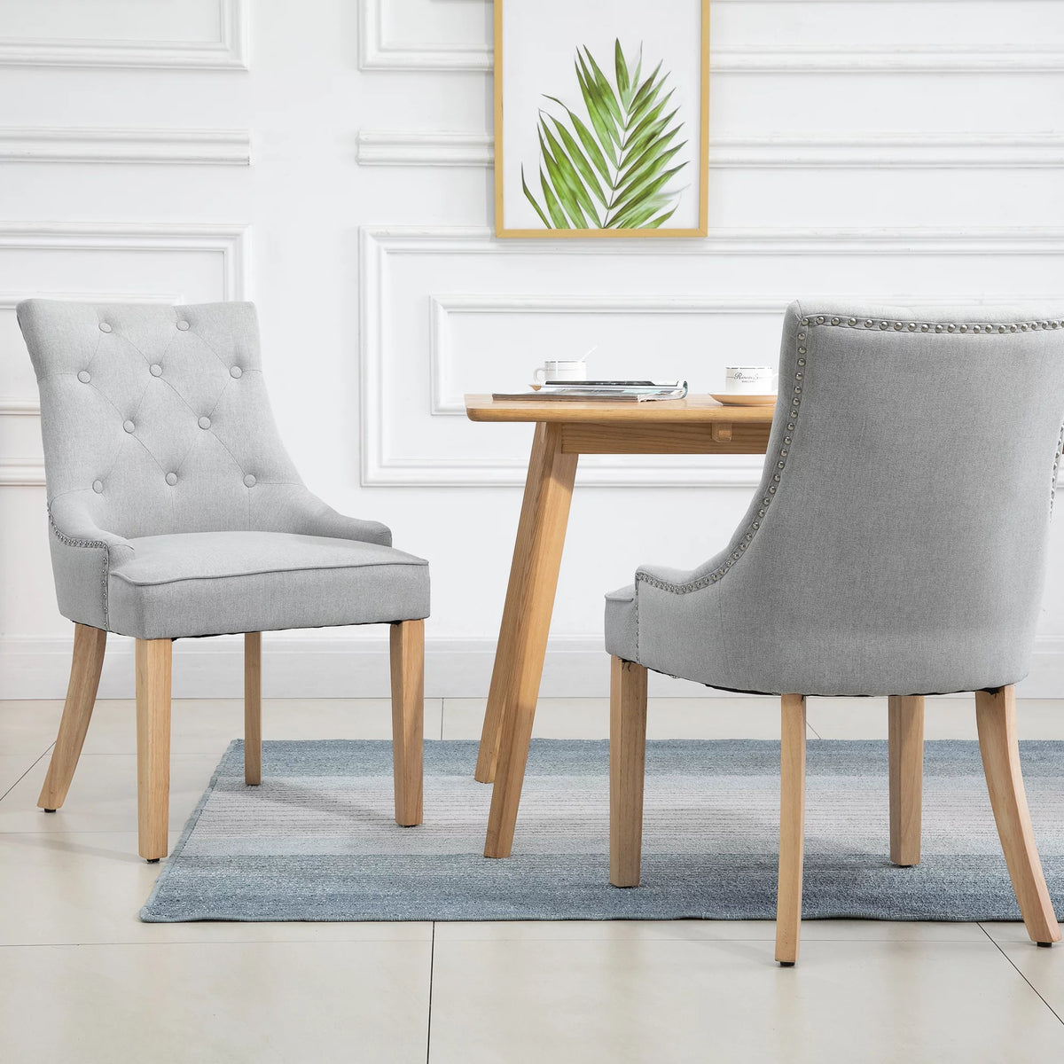 Light Grey Fabric Dining Chairs Set of 2 J59710
