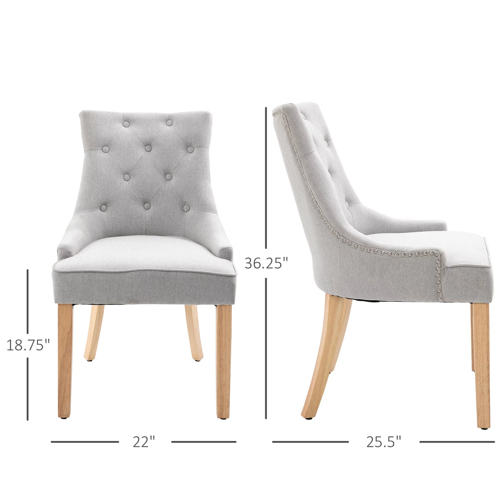 Light Grey Fabric Dining Chairs Set of 2 J59710