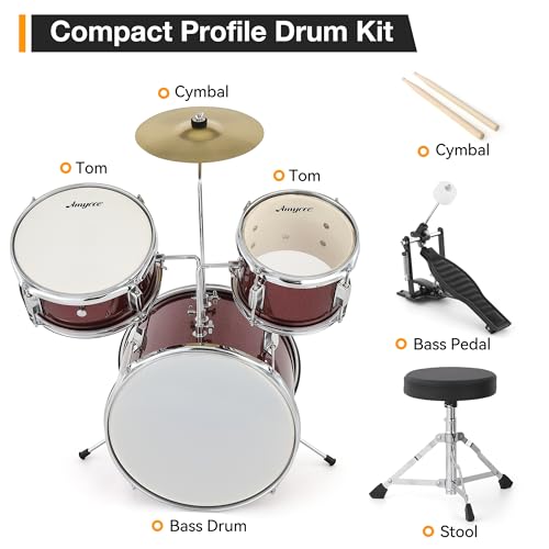 Black 3-Piece Drum Set with Stool H190582
