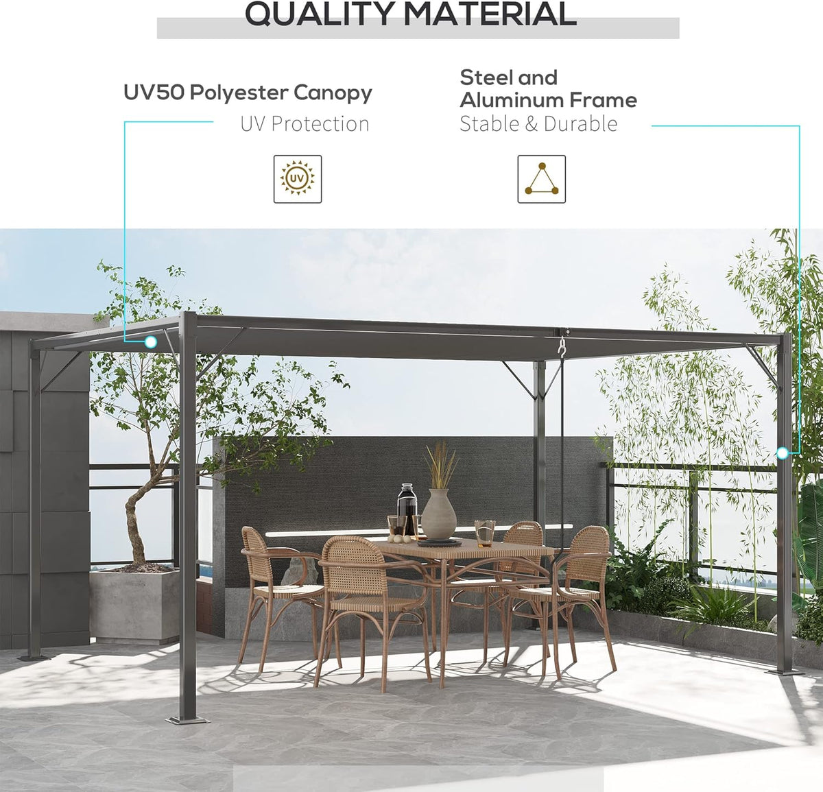 13' x 10' Outdoor Louvered Aluminum Pergola Gazebo with Adjustable Roof Q71452