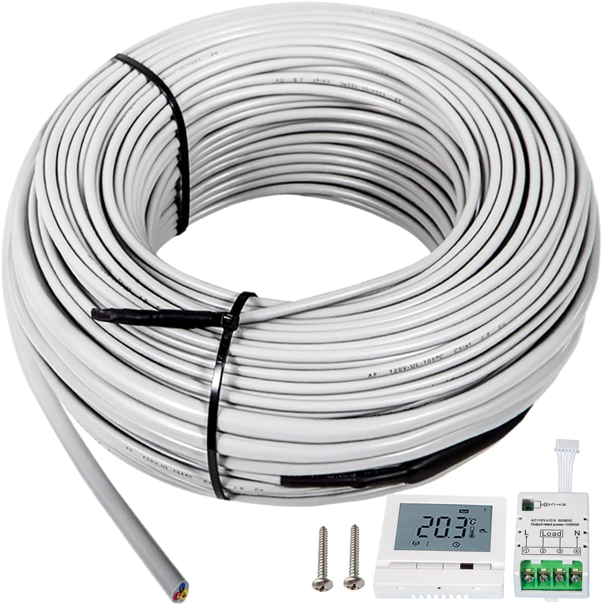 Floor Heating Cable 166.7 Square Feet with Temperature Control Panel Q3007