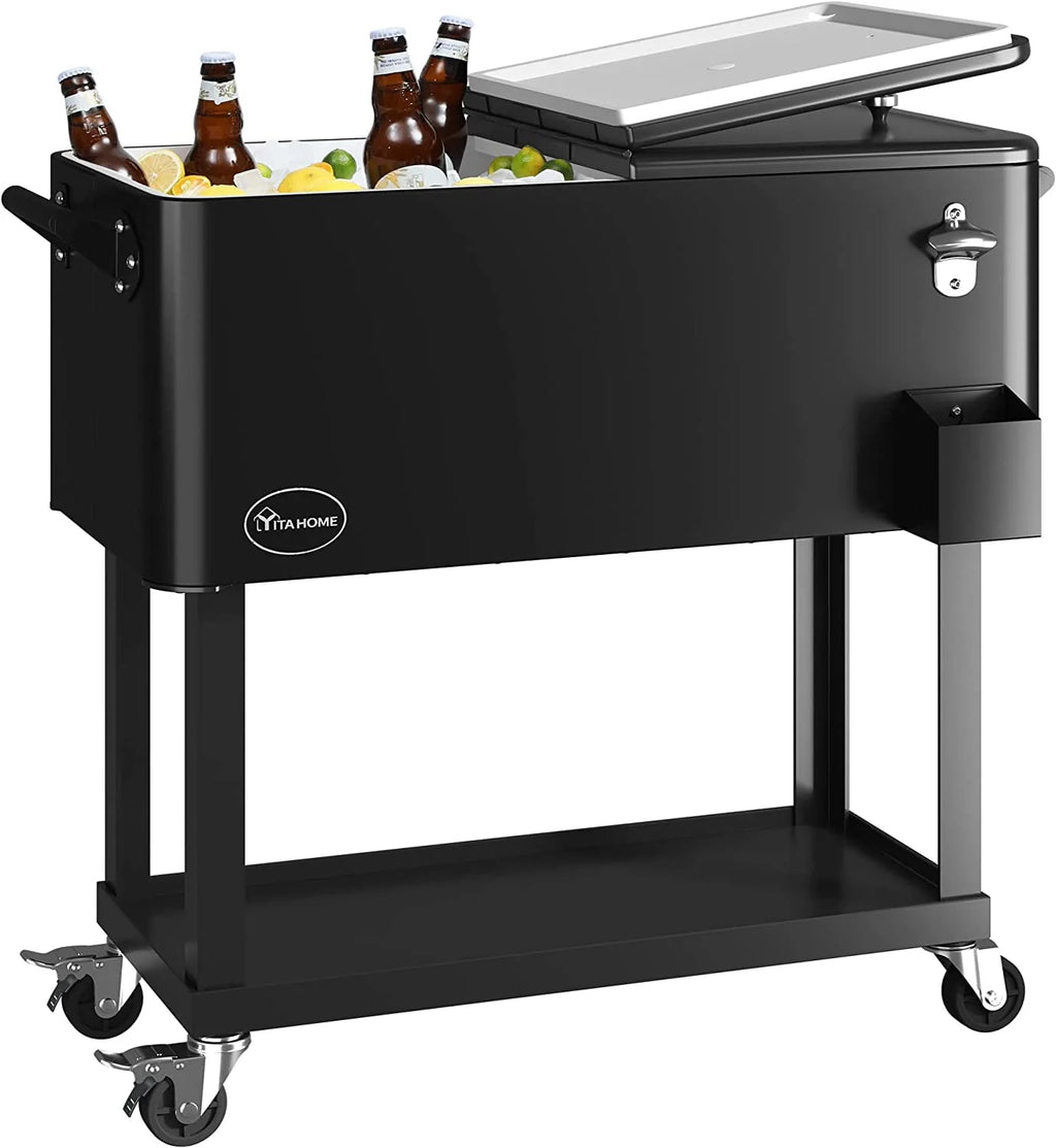 80 Quart Rolling Cooler Cart with Wheels T629