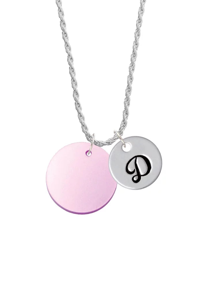 Light Purple Imitation Pearl Initial Charm Necklace D73003