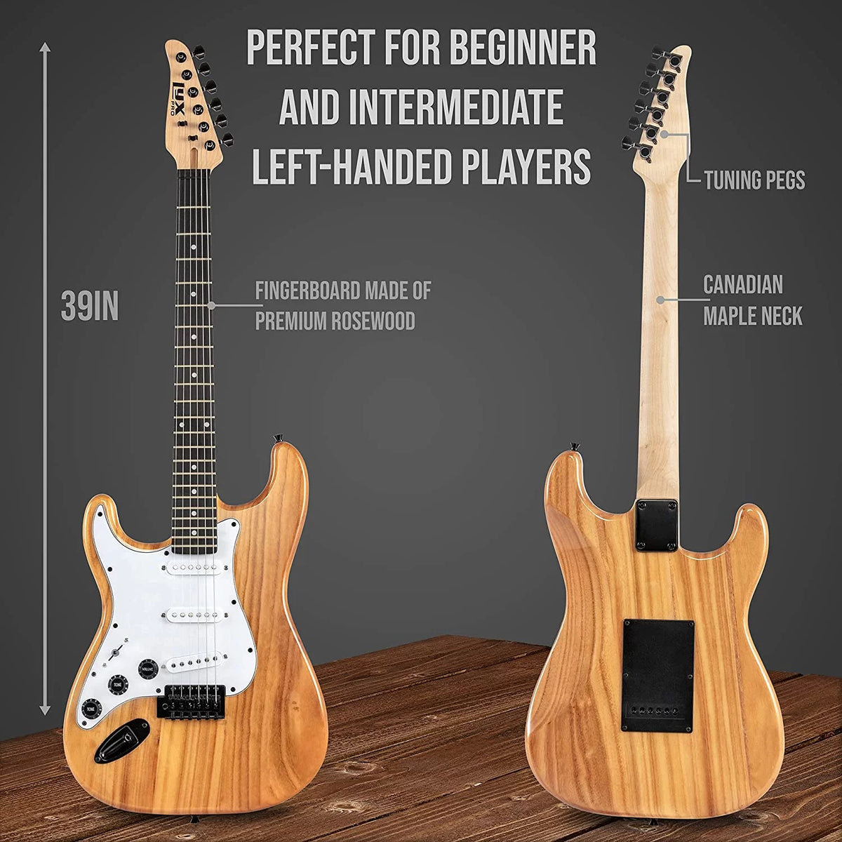 Natural 39” Left Handed Electric Guitar O917