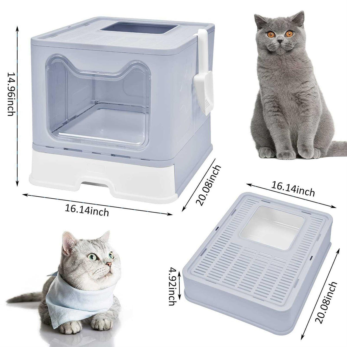 Foldable Cat Litter Box with Lid A687438