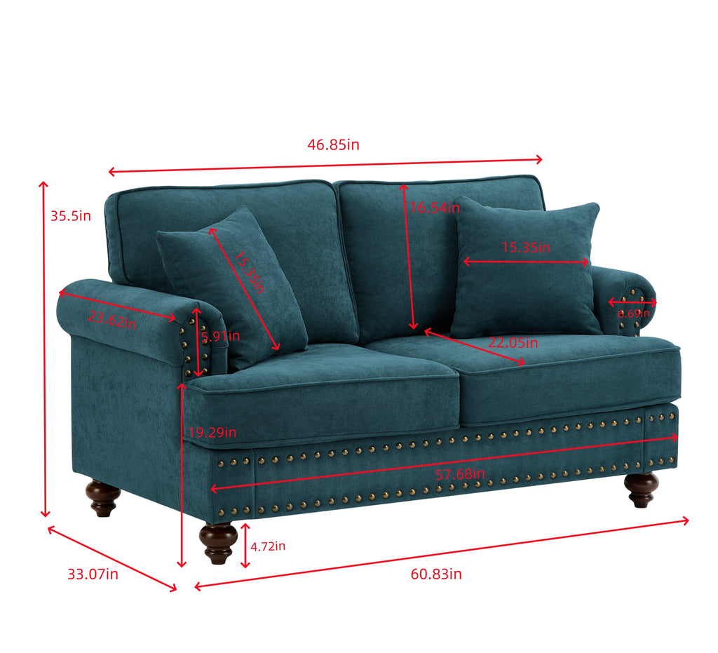 Lake Green Chenille Upholstered Sofa S2882