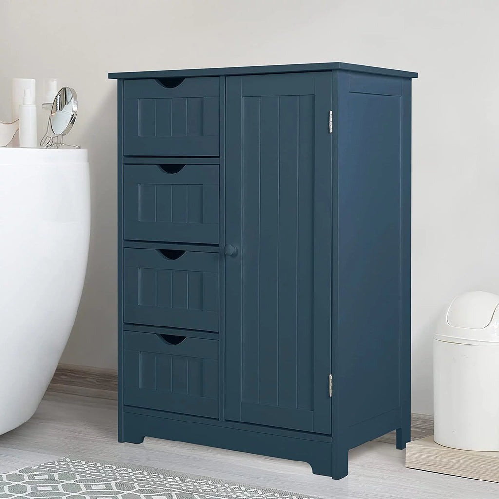 Blue 4 Drawer Storage Cabinet with Cupboard E145