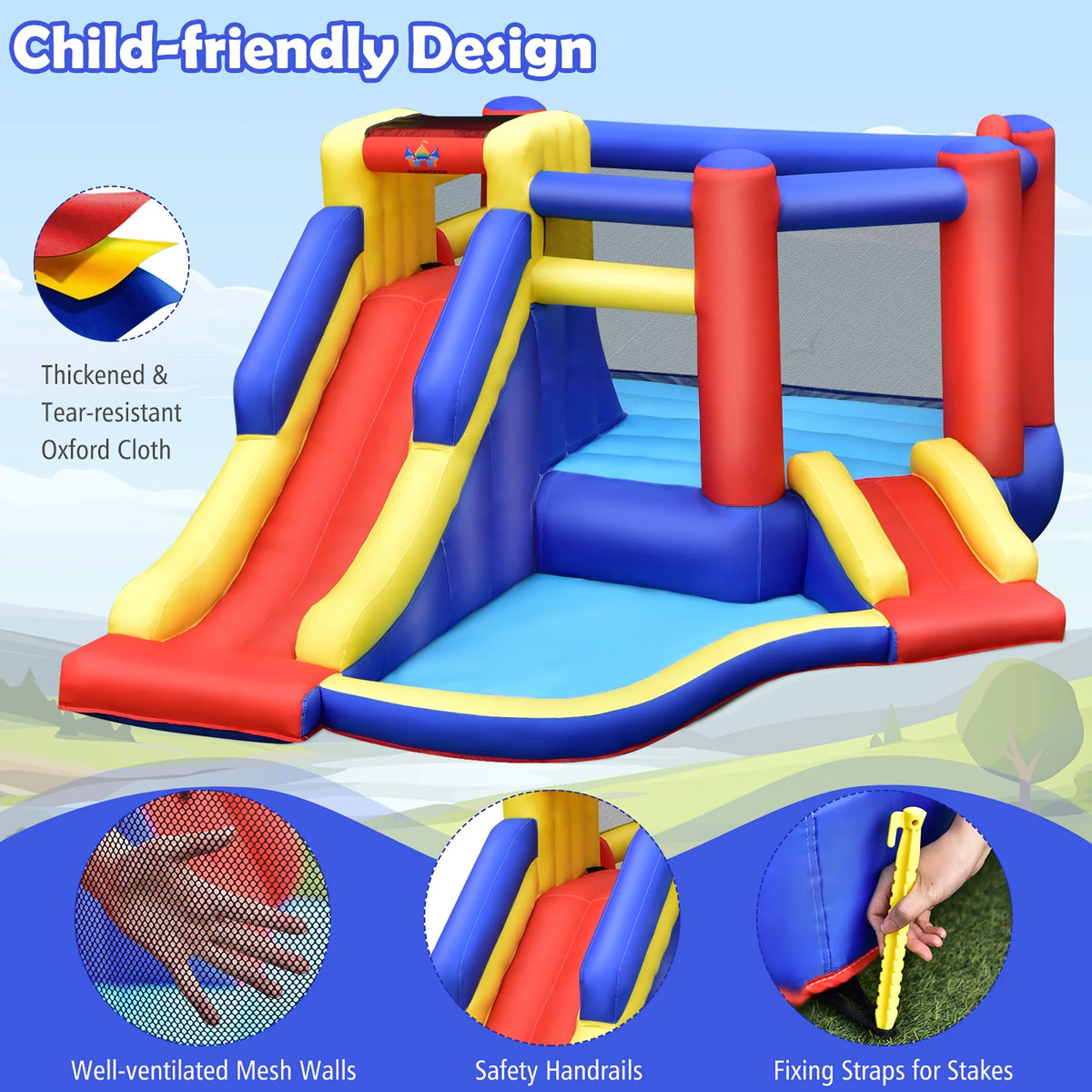 Inflatable Bouncy Castle with Double Slides A676974