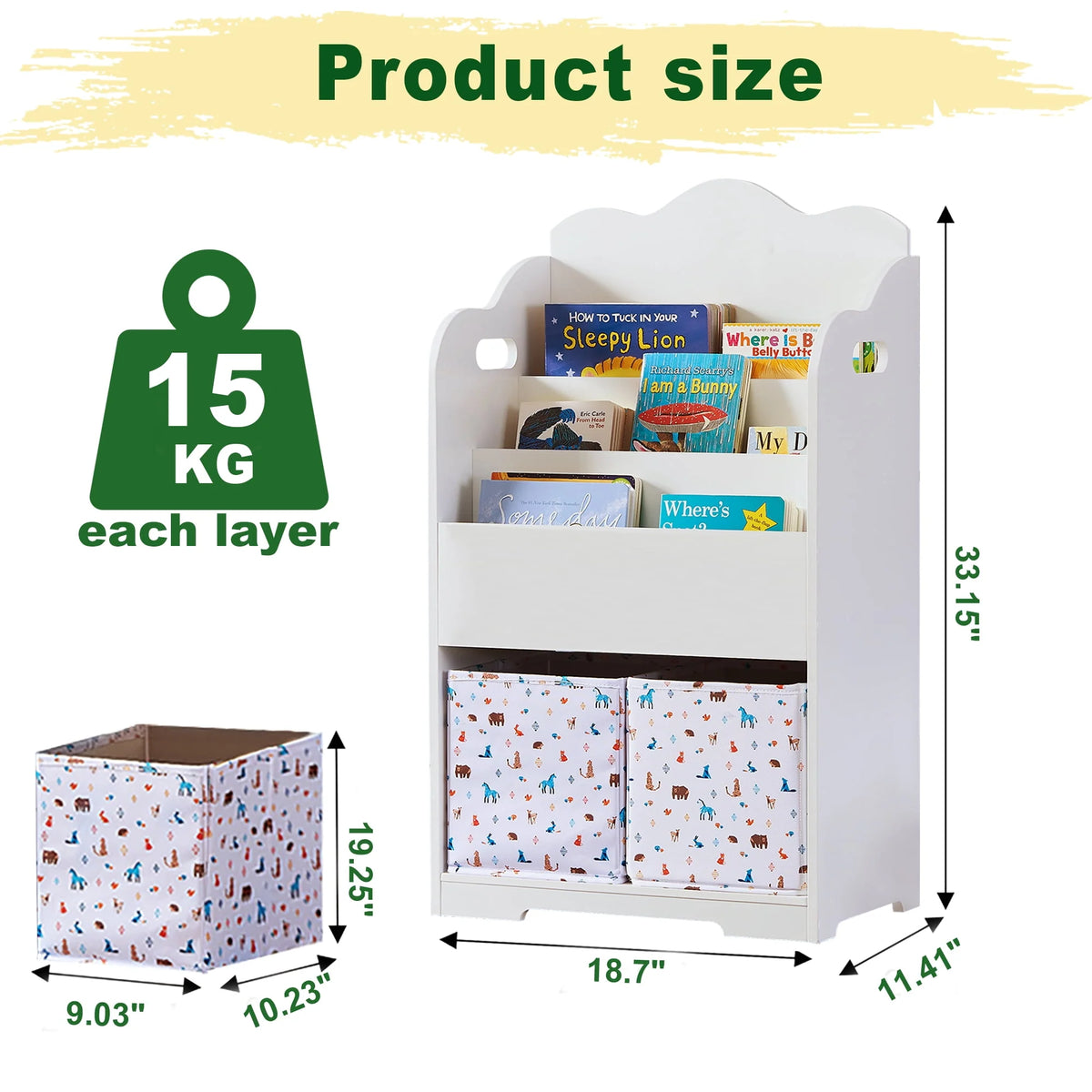 Pink Wood 4 Tier Kids Bookshelf with Toy Bin H822467