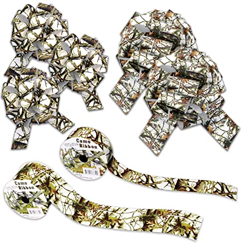 White Camo Ribbon & Bows Gift Wrapping Kit F37563