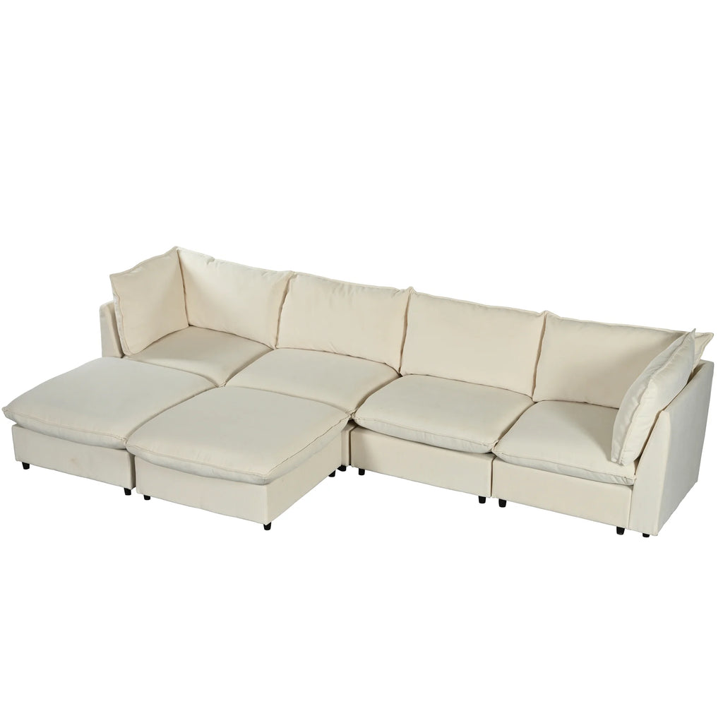Large U-Shape Sectional Sofa with Removable Ottomans K394