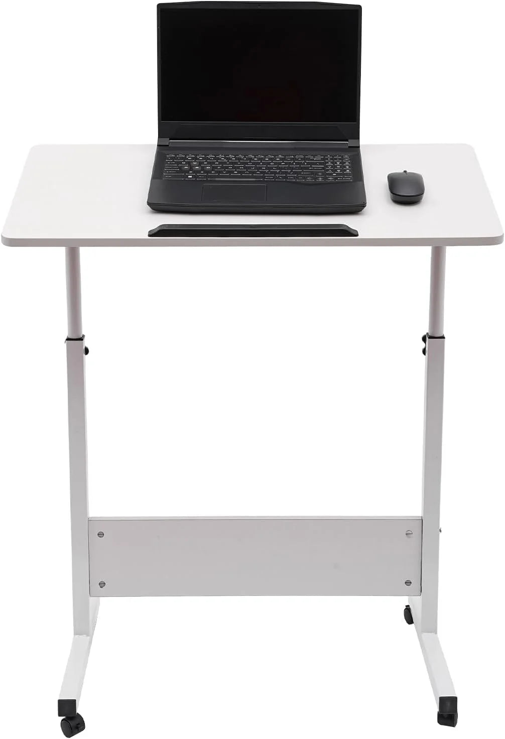 White Adjustable Height Standing Desk with 4 Wheels A257537