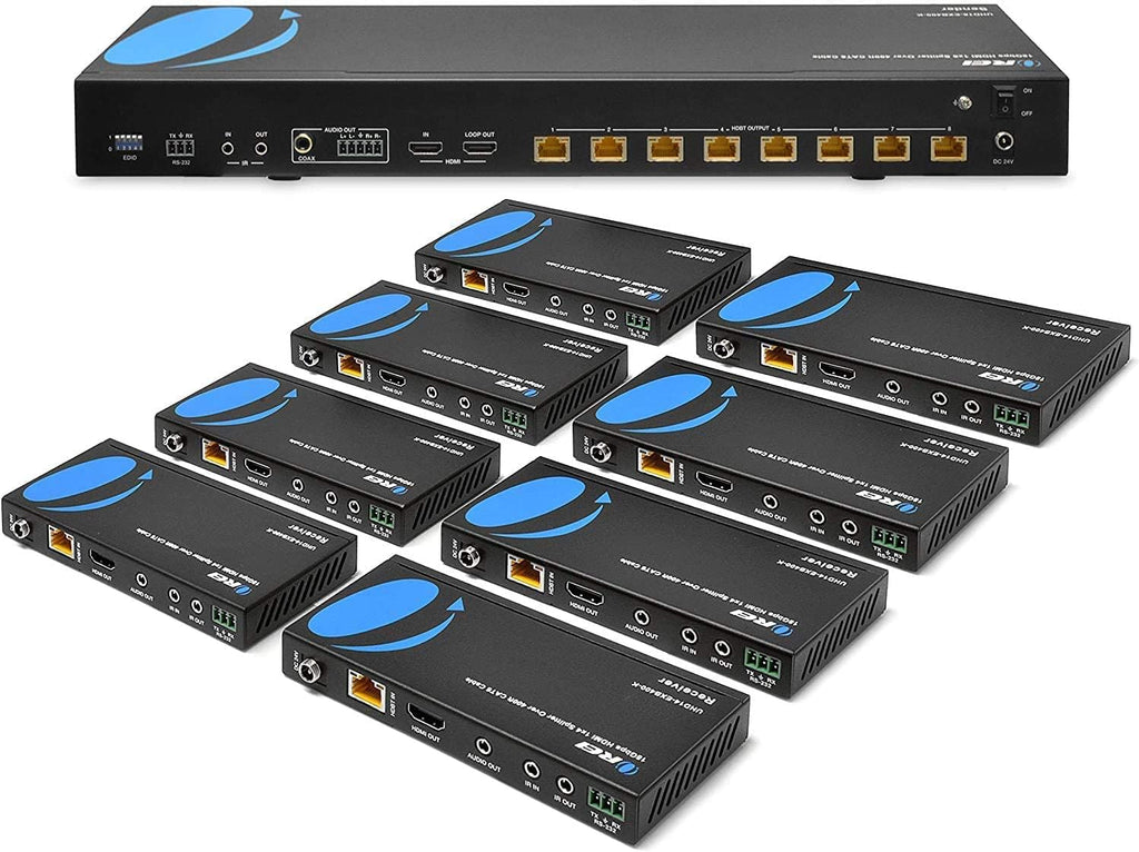 1x8 HDMI Extender Splitter HDBaseT 4K Over Single Cable CAT6/7 with IR Remote W885551