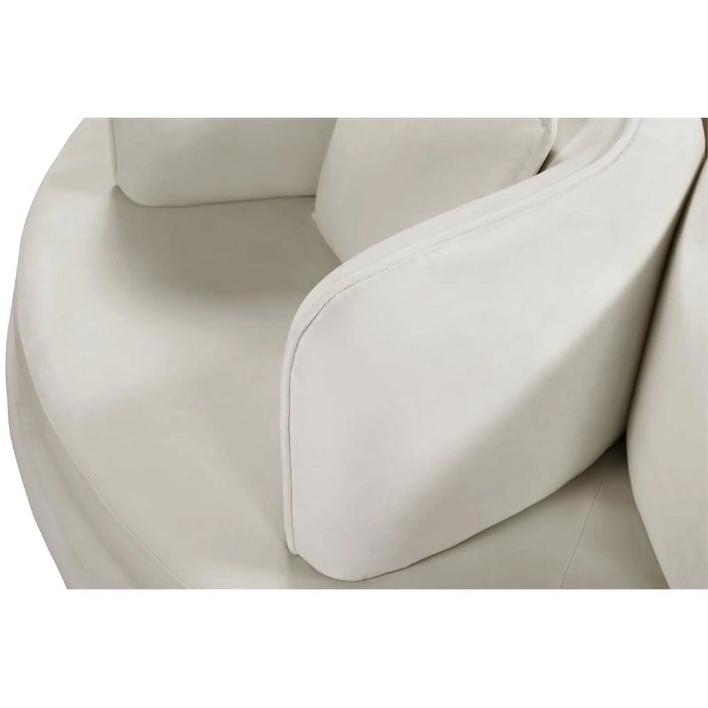 Cream Velvet Roundabout Sofa with Gold Iron Legs L977983