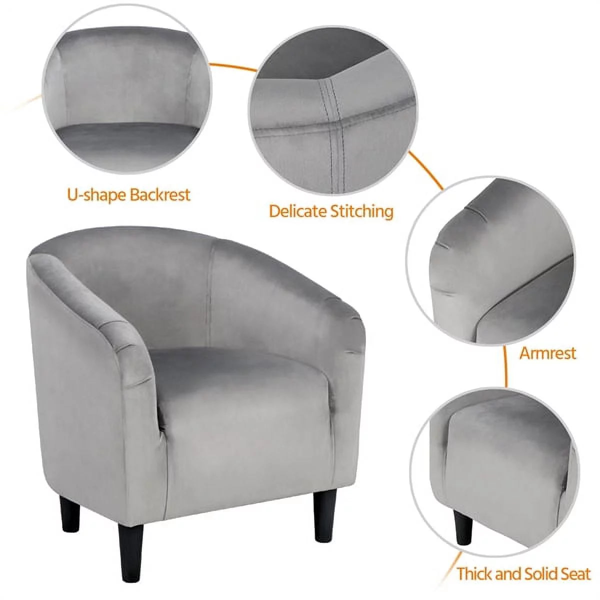 Ivory Polyester Boucle Accent Chair E5810