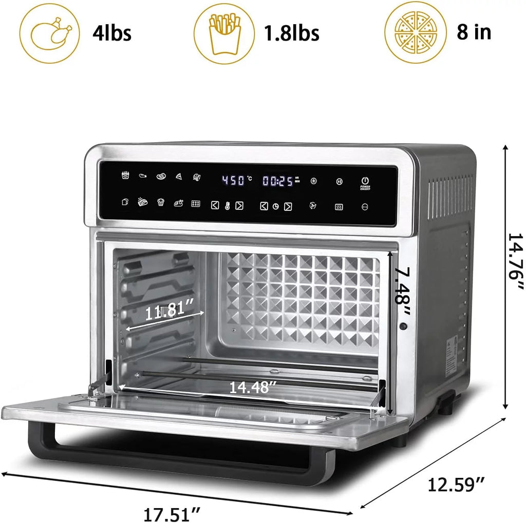 26QT Extra Large Digital Convection Oven Air Fryer Combo With Rotisserie And Dehydrator Q148