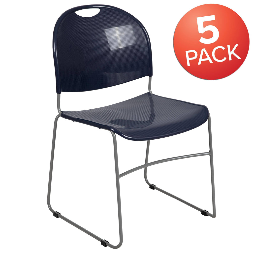 Green Ultra-Compact Stack Chair with Black Powder Coated Frame D319619