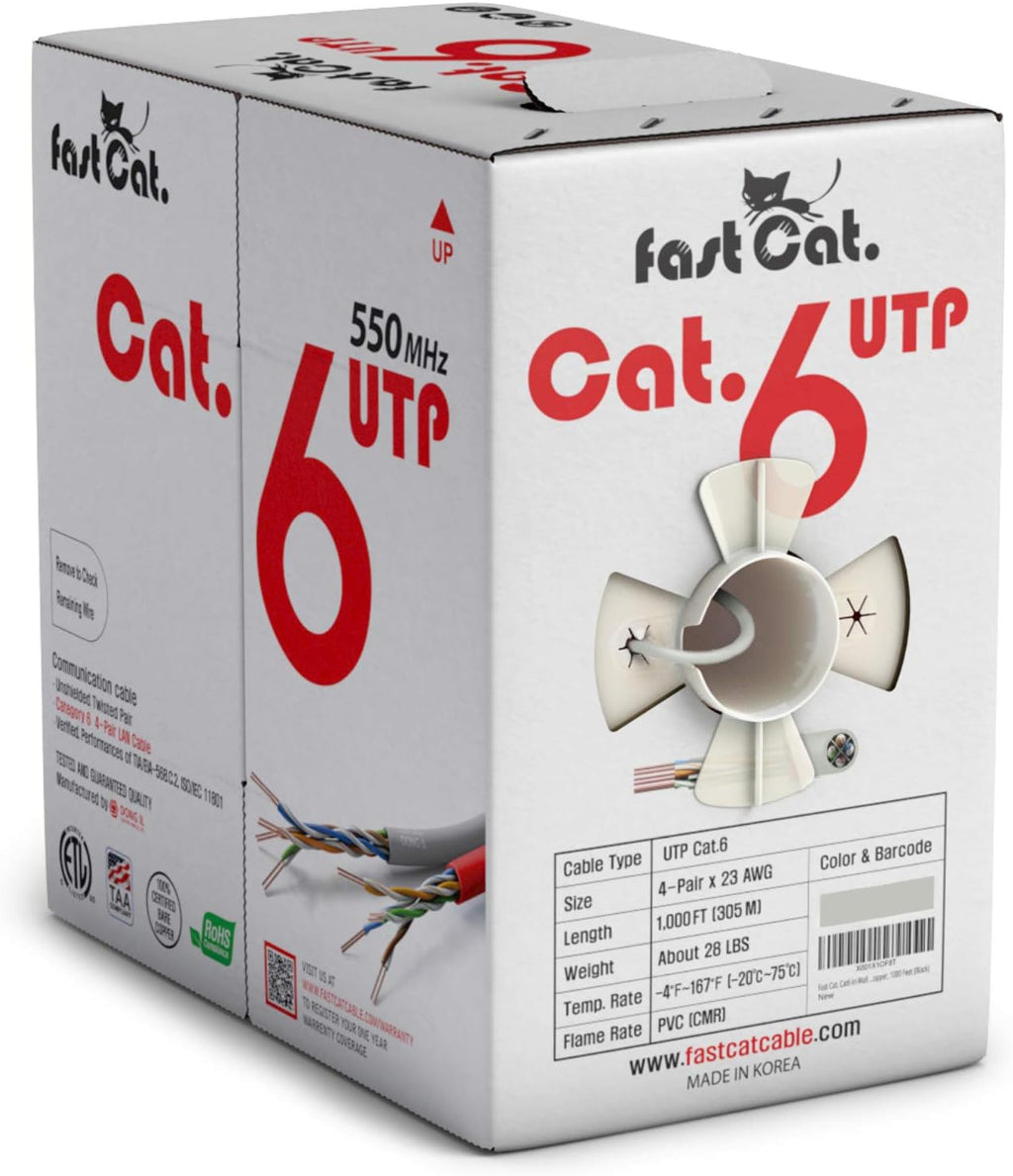 Cat6 Ethernet Cable 1000ft 23 AWG Solid Bare Copper Yellow R403718