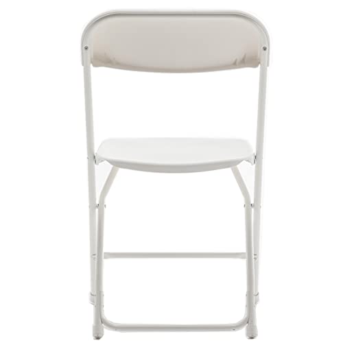 White Plastic Folding Chairs Steel Frame Set of 10 W5079