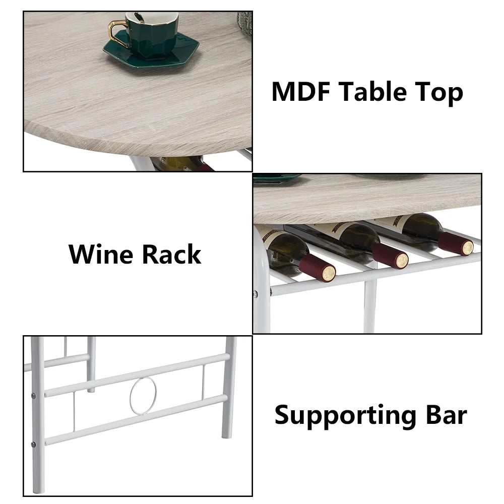 3 Pieces Dining Table Set with Chair for 2 H894635