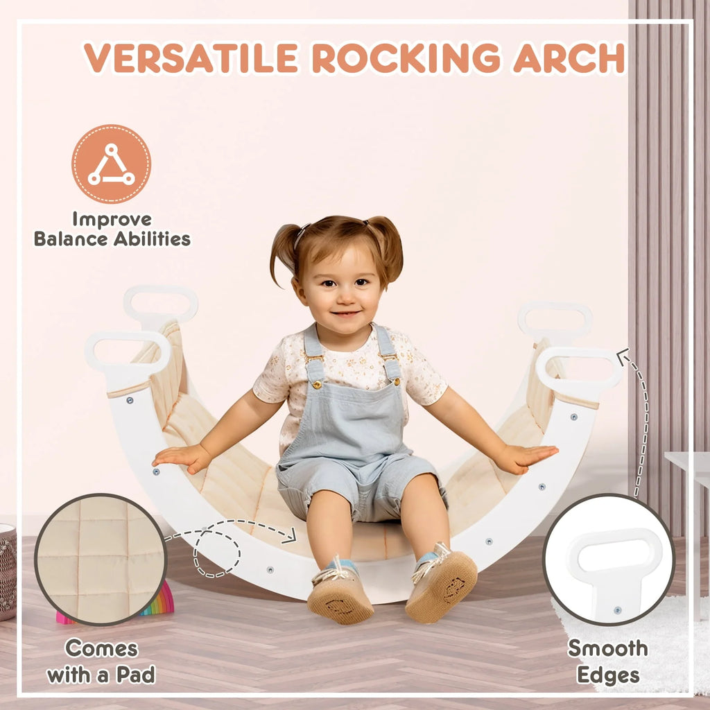 Foldable Wooden Climbing Triangle Arch with Ramp and Slide S7493