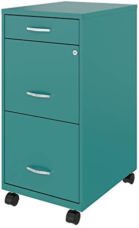 White 3 Drawer Metal Mobile File Cabinet with Lock N217