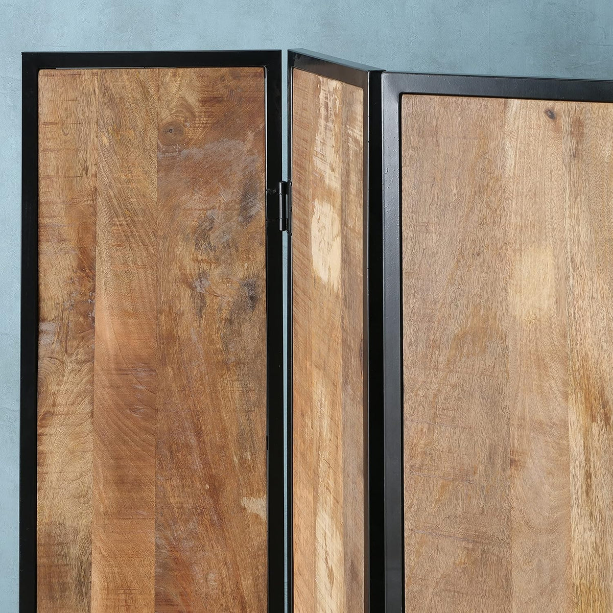Iron Framed Mango Wood 3 Panel Room Divider P980
