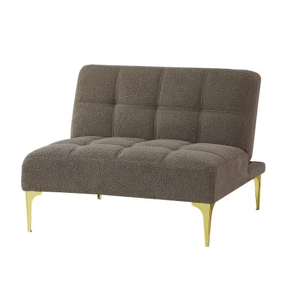 Gold Teddy Fabric Convertible Sofa Bed with Metal Legs I6597