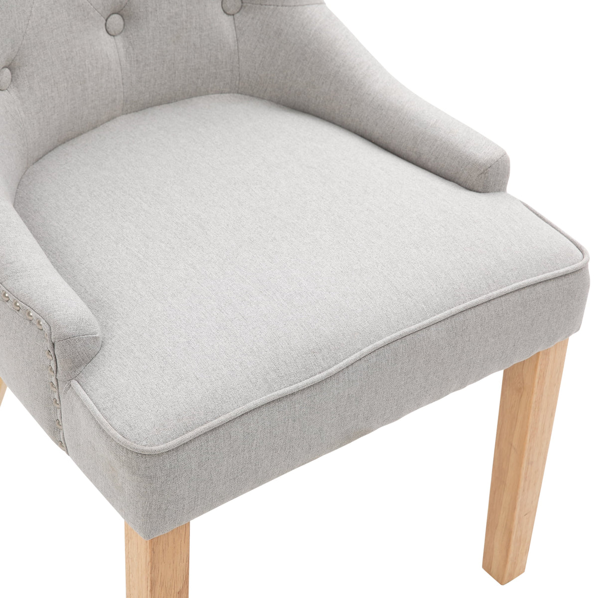 Light Grey Fabric Dining Chairs Set of 2 J59710