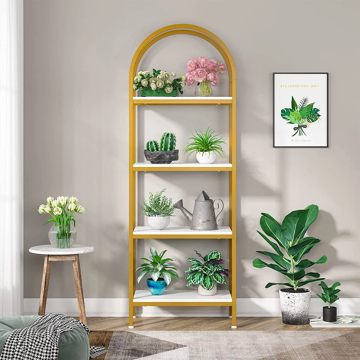 4-Tier 70.8" Arched Bookshelf with Metal Frame K321891