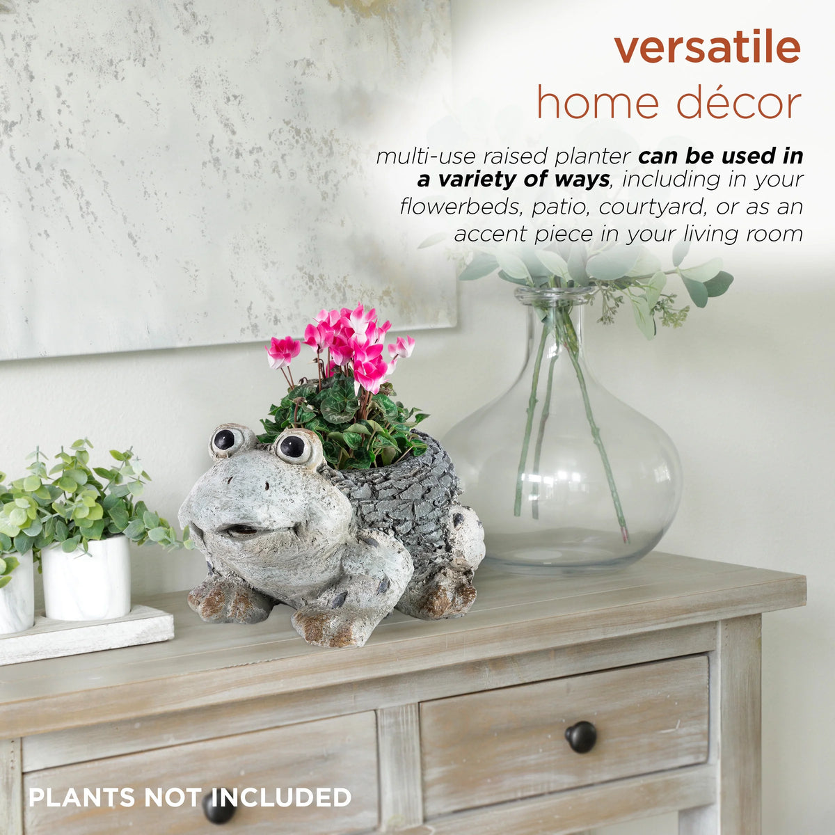 Ceramic Frog Planter, Gray Y689493