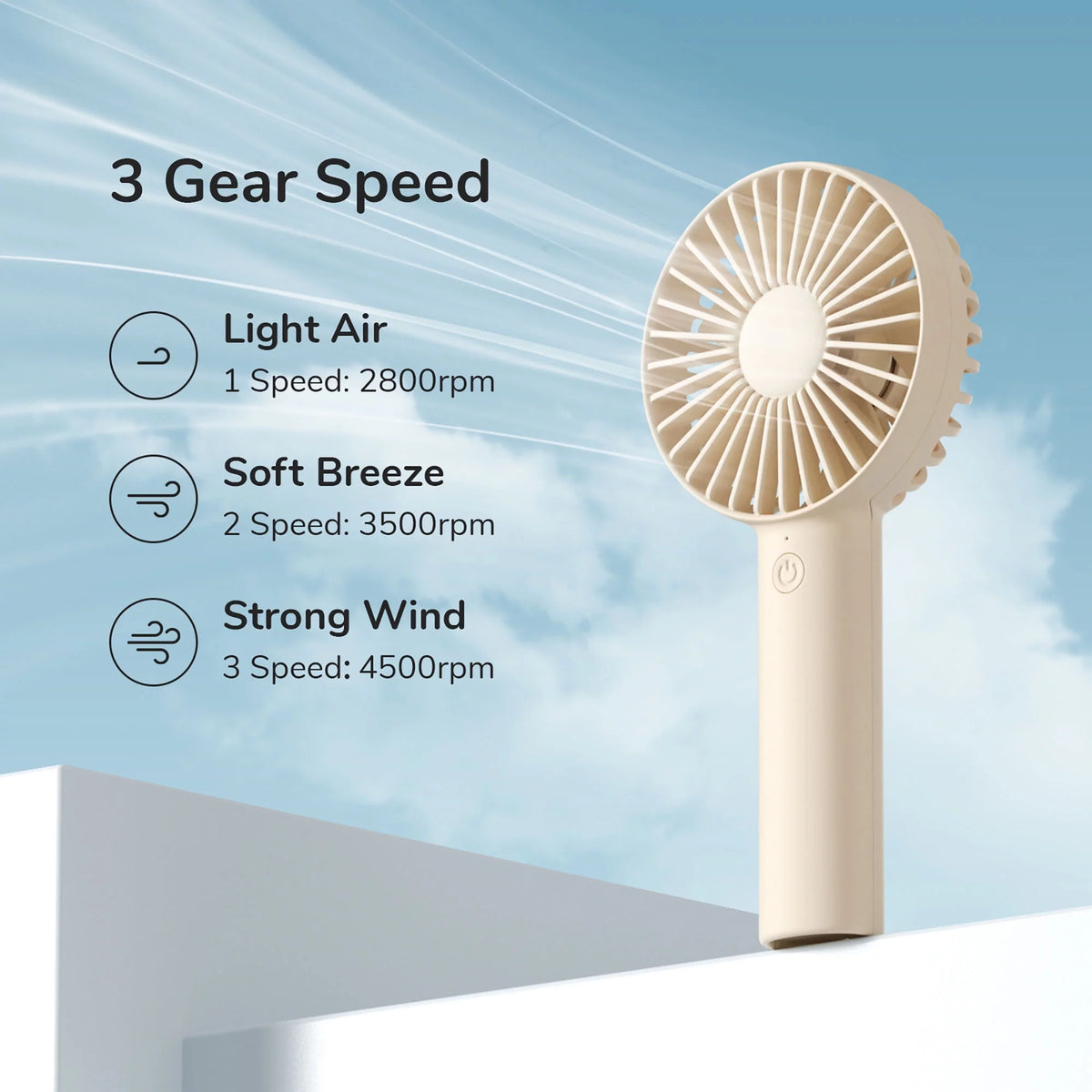 Handheld Mini Fan with 3 Speed USB Rechargeable G782