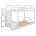 White Twin over Twin Floor Bunk Bed with Ladder X738891