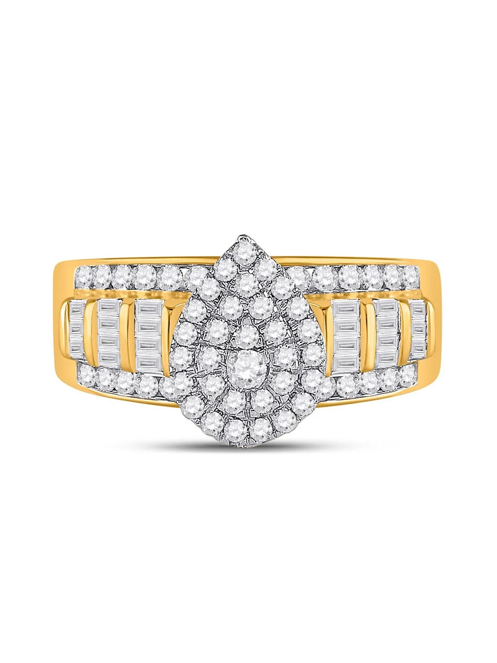 10kt Yellow Gold Diamond Teardrop Engagement Ring 1 Cttw V5332