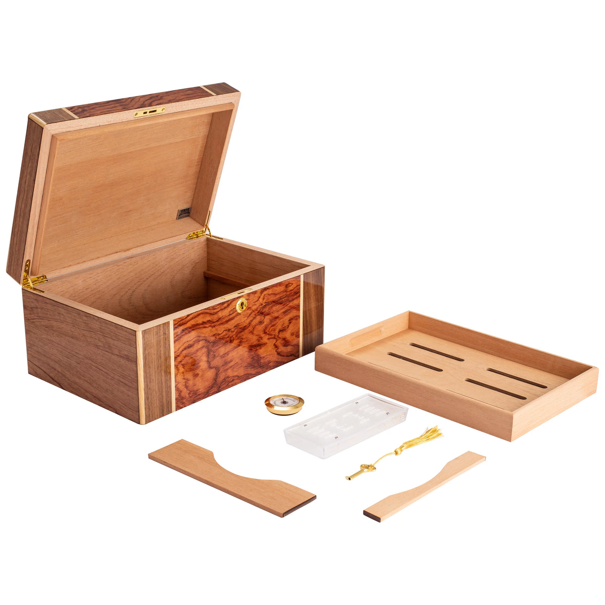 Desktop Cigar Humidor, High-Gloss Walnut B74783