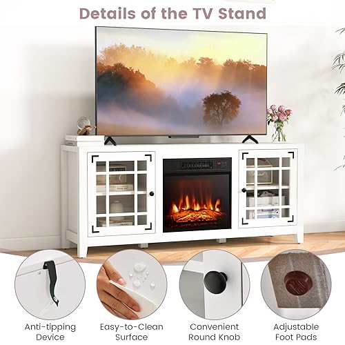 58 Inch TV Console with Electric Fireplace Insert P168