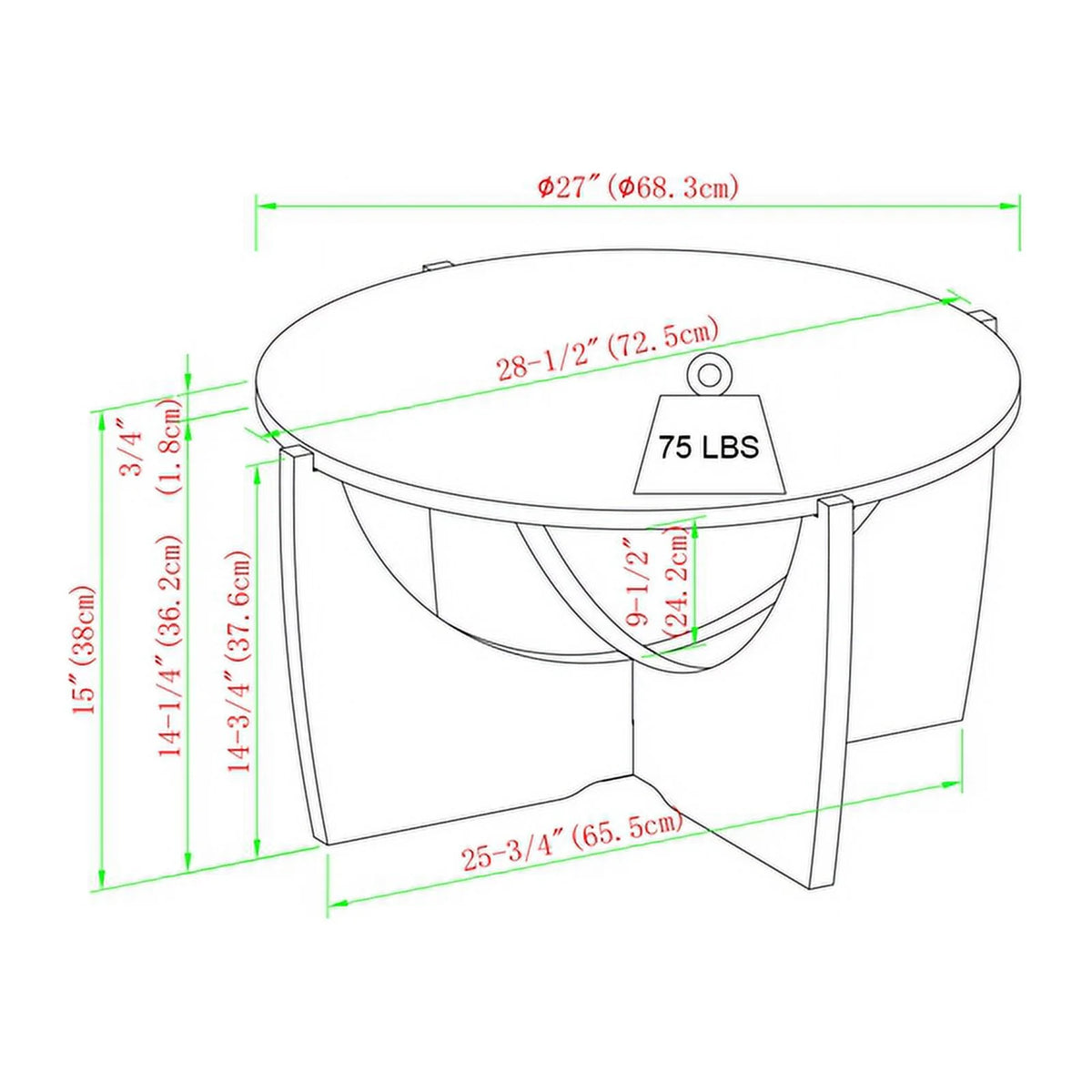 28" Round Wood Coffee Table F161419