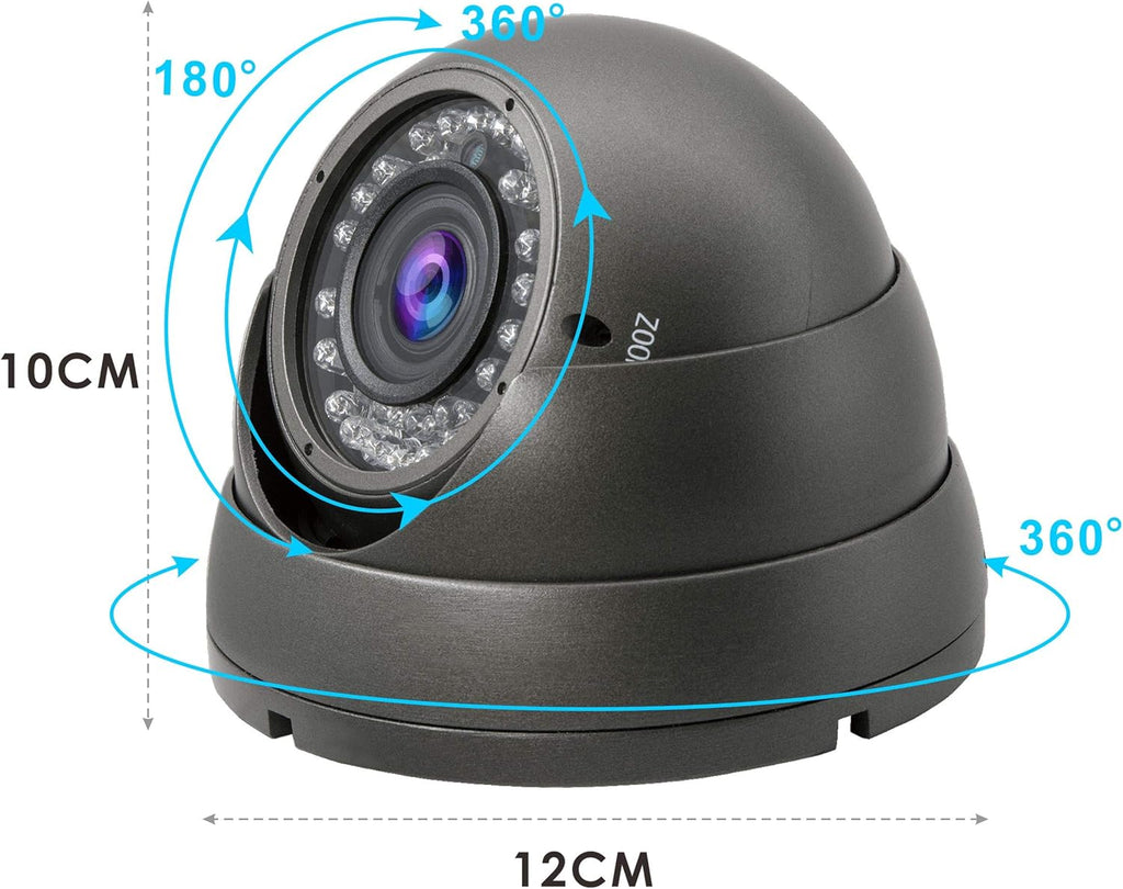 5MP Dome Security Camera 2.8-12mm Varifocal Lens Outdoor Indoor I3478