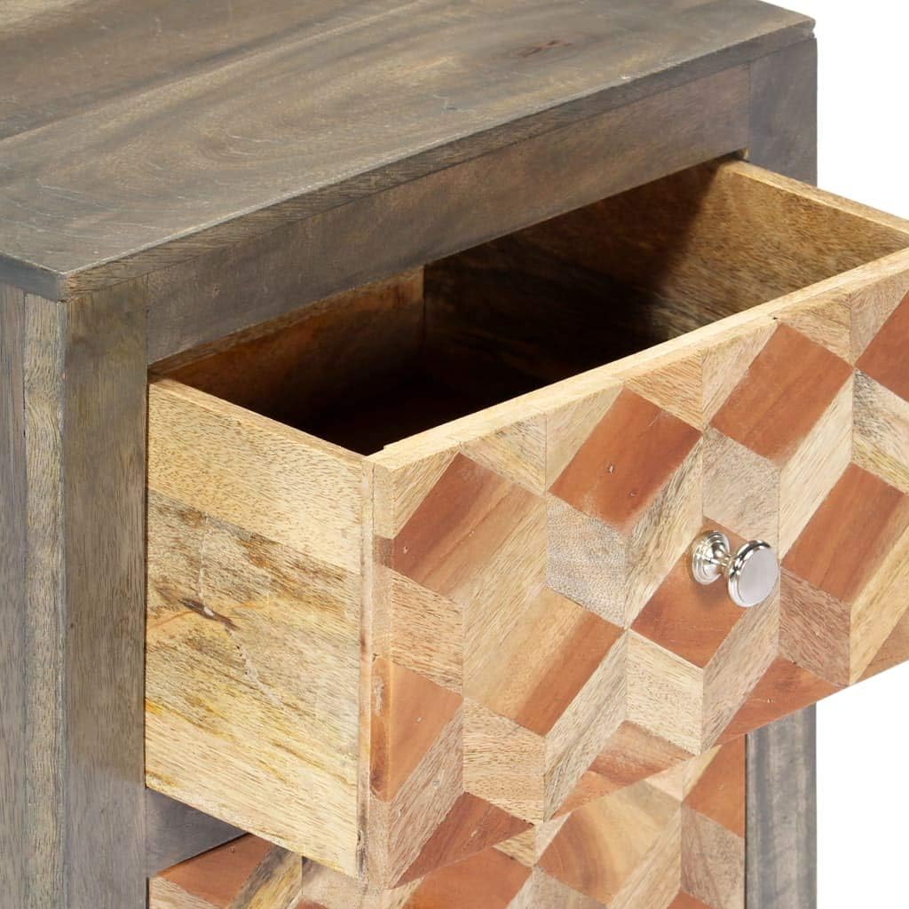 Gray Solid Mango Wood Bedside Cabinet G474