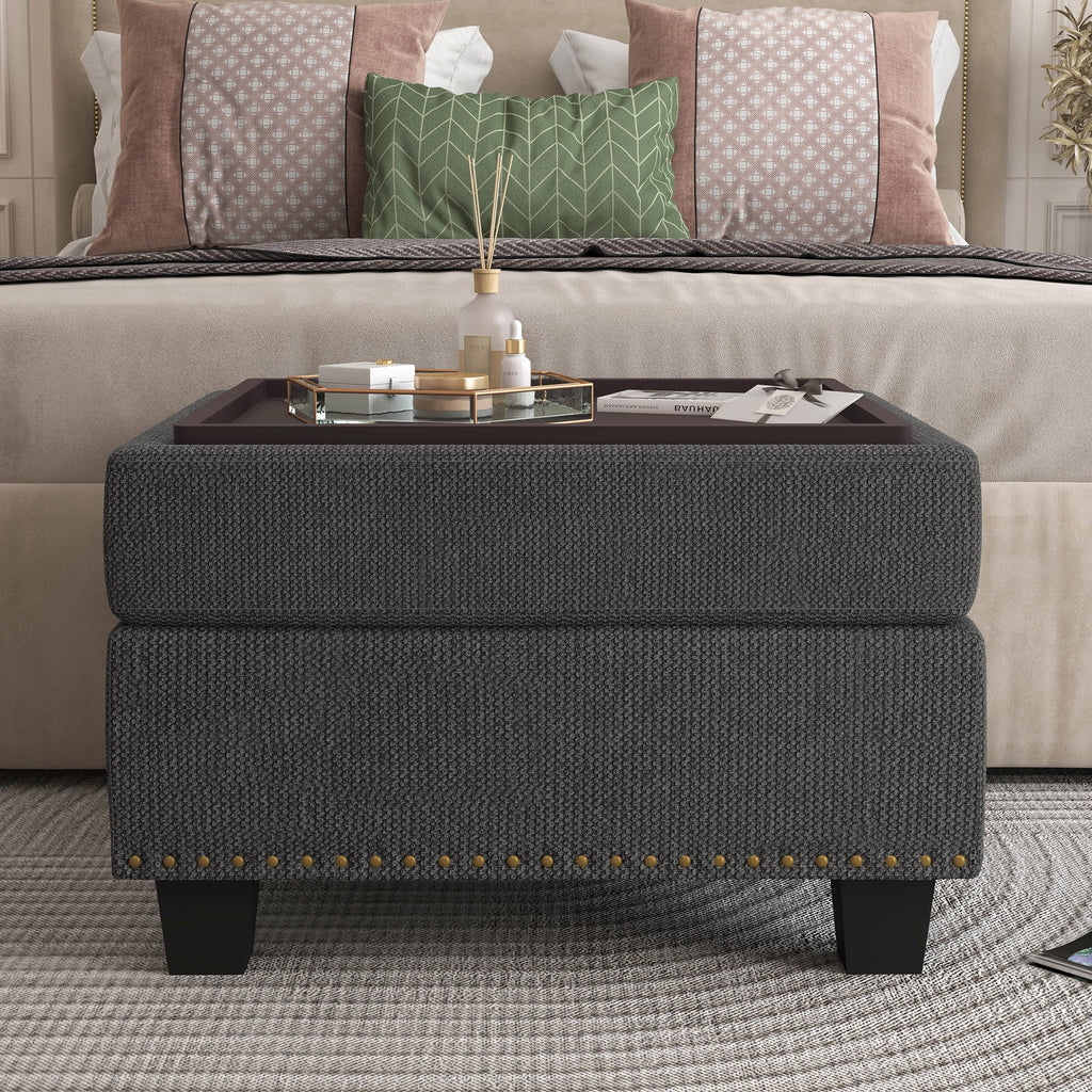 Dark Gray Storage Ottoman H616058