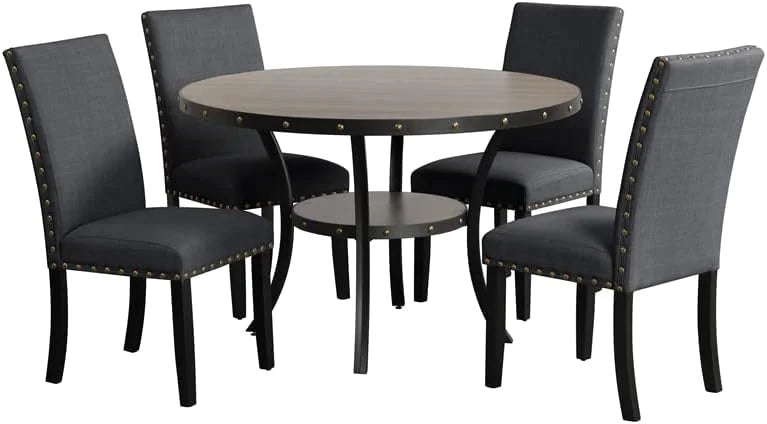Solid Wood Round Dining Table 48-Inch Gray P946965