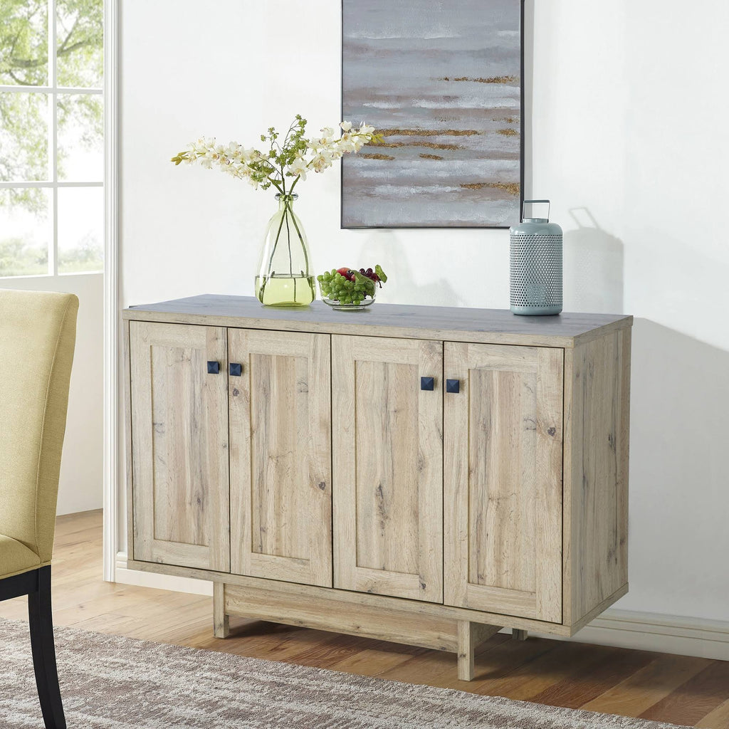 Beige Oak 47 inch Sideboard Buffet Table with Two Storage Cabinets N988