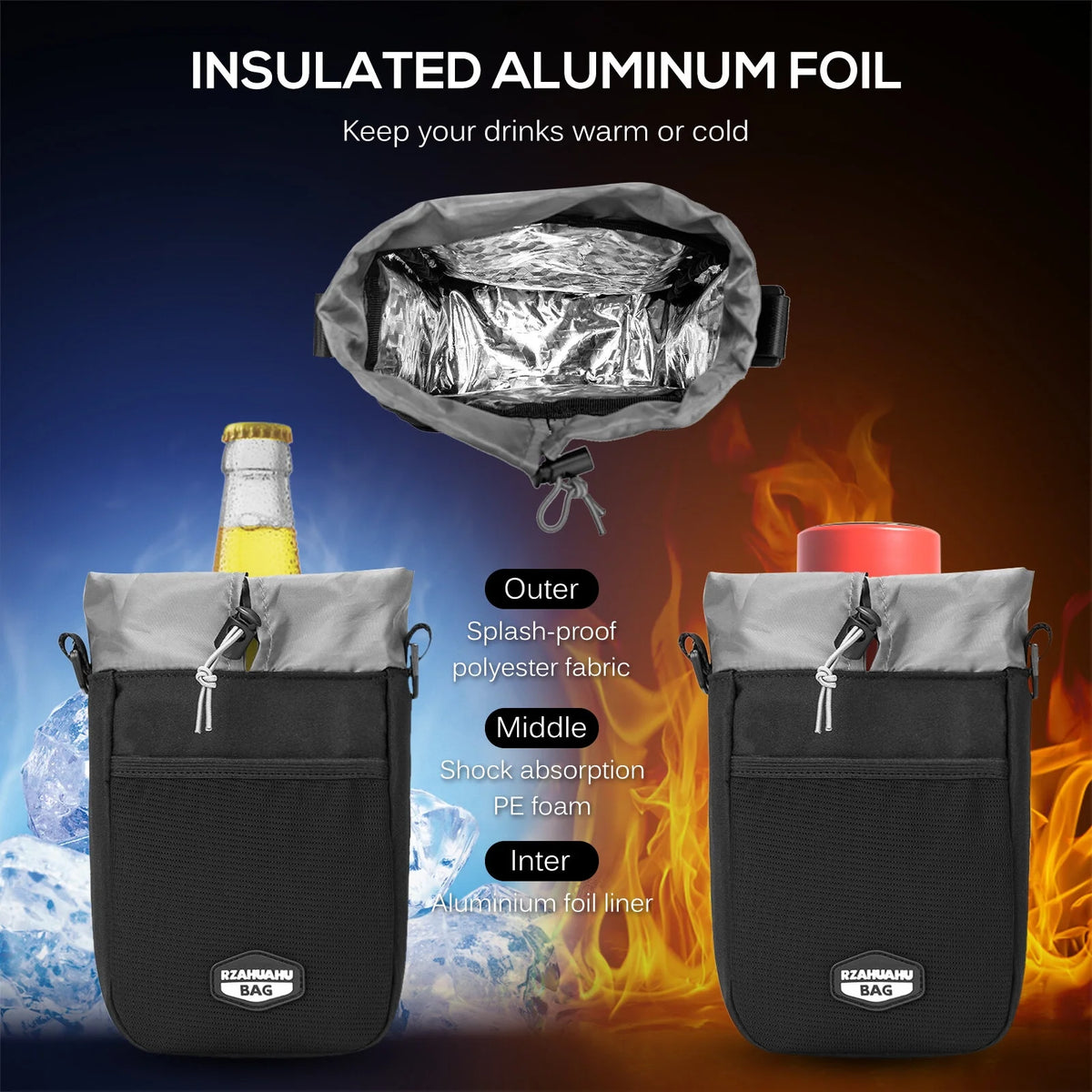 Insulated Bicycle Handlebar Water Bottle Holder Bag D64329