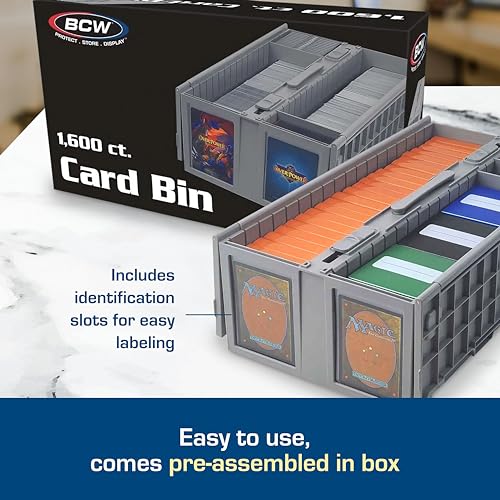Gray Plastic Collectible Card Bin V66408