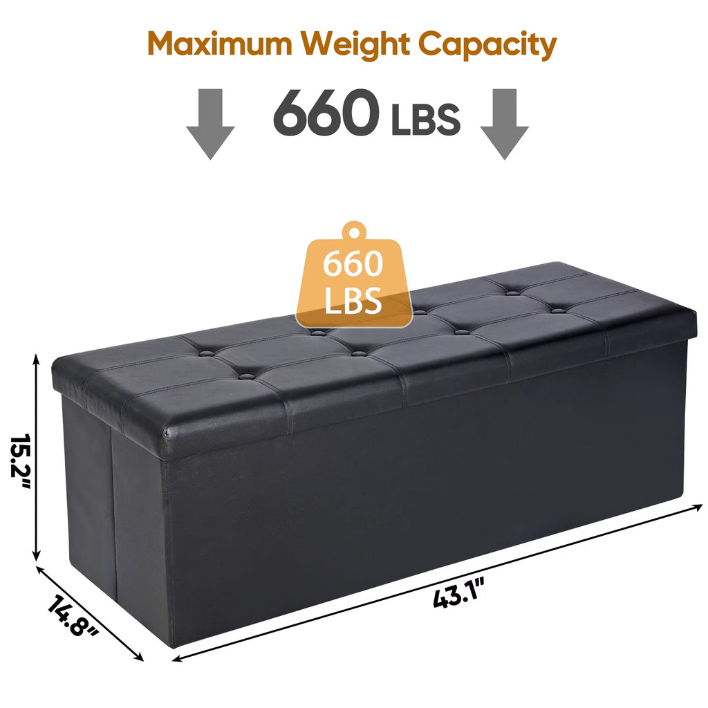 43 Inches Folding Storage Ottoman Bench K9897