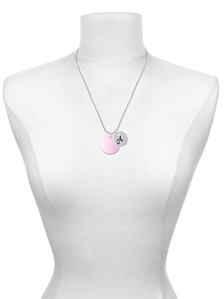 Light Purple Imitation Pearl Initial Charm Necklace D73003
