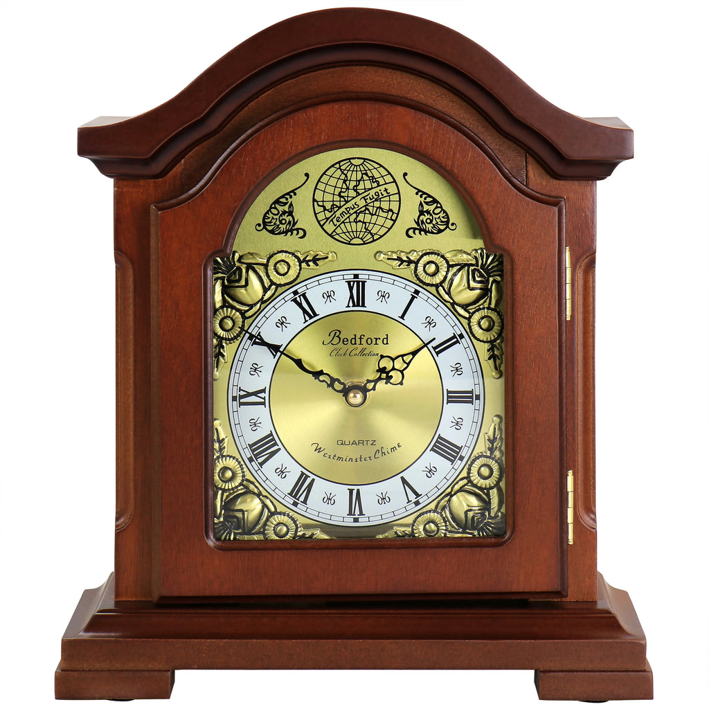 Brown Analog Mantel Clock with Chimes S465414