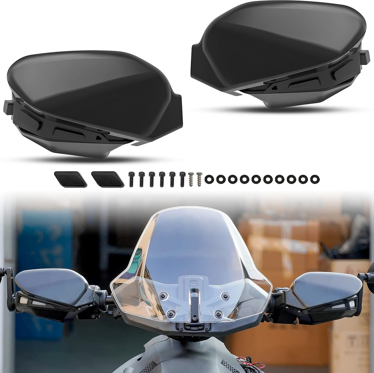 Black Plastic Handguards Wind Deflector Kit 2PCS Q13490